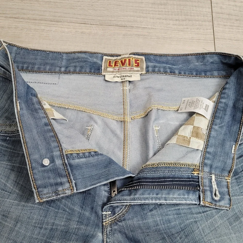 👖VTG Levis 514 Jeans Men's 33x29 Slim Straight Denim Rear Button Flap Pockets‎